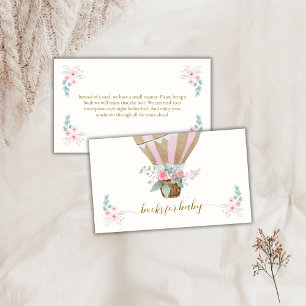 Elegant Floral Hot Air Balloon Books Baby Shower Enclosure Card