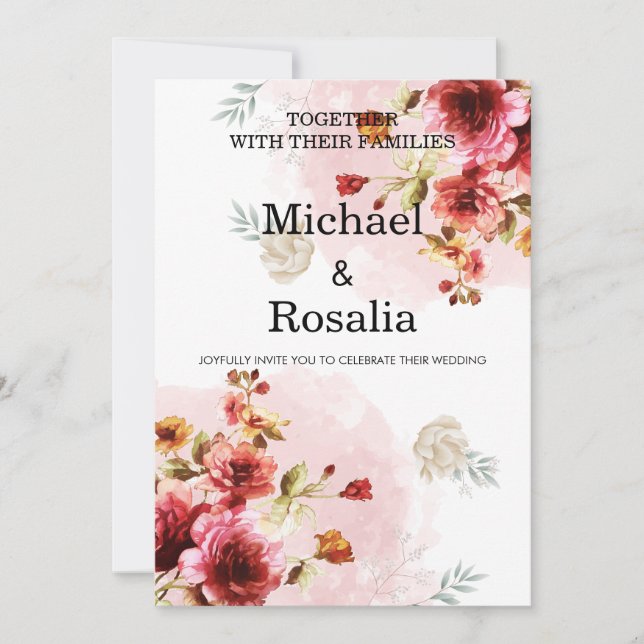 elegant floral illustrations invitation (Front)