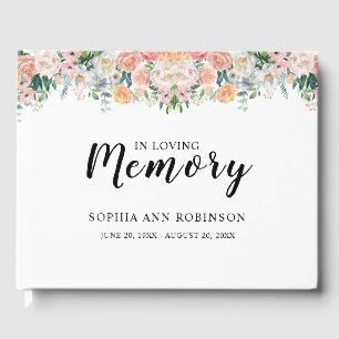Elegant Floral In Loving Memory Funeral Guest Book