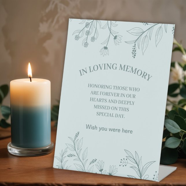Elegant Floral "In Loving Memory" memorial wedding Pedestal Sign (Creator Uploaded)