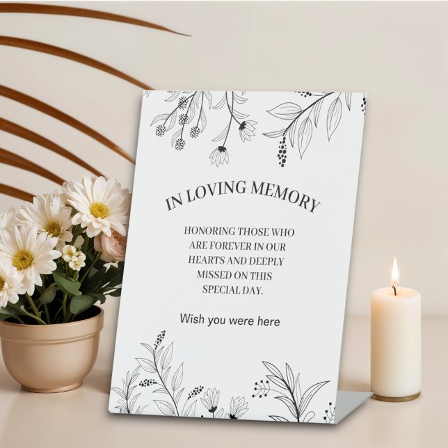 Elegant Floral "In Loving Memory" memorial wedding Pedestal Sign (Creator Uploaded)