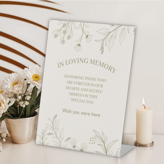 Elegant Floral "In Loving Memory" memorial wedding Pedestal Sign (Creator Uploaded)