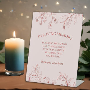 Elegant Floral "In Loving Memory" memorial wedding Pedestal Sign
