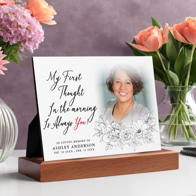 Elegant Floral In Loving Memory Photo Plaque (Creator Uploaded)