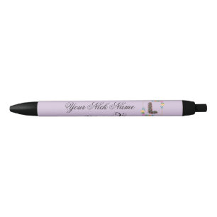Elegant Floral Initial L Black Ink Pen