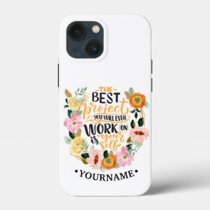 Elegant Floral Inspiration Motivation Quote iPhone 13 Mini Case