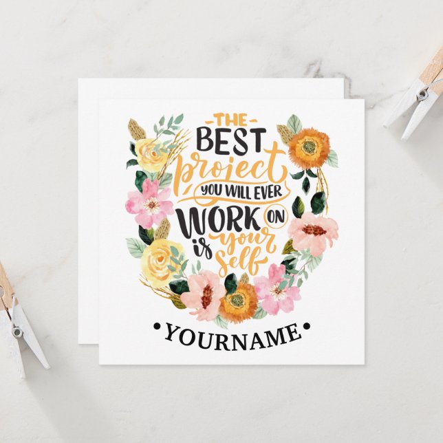 Elegant Floral Inspiration Motivation Quote Invitation (Front/Back In Situ)