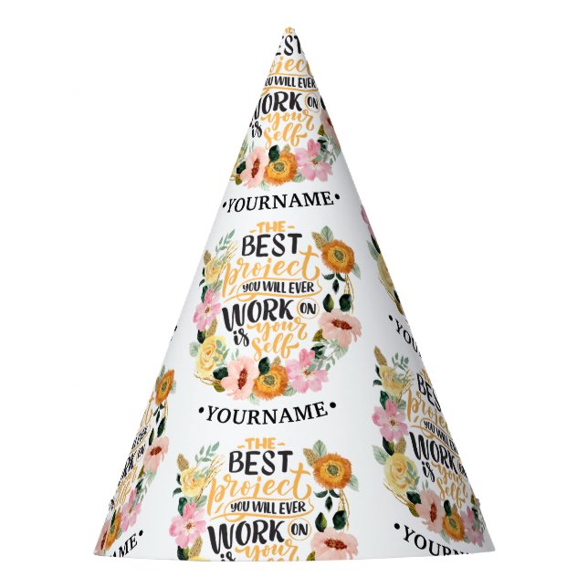 Elegant Floral Inspiration Motivation Quote Party Hat (Front)