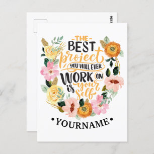 Elegant Floral Inspiration Motivation Quote Postcard