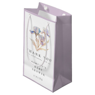 Elegant Floral Iris Baby Shower Thank You Favour Small Gift Bag