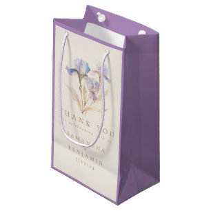 Elegant Floral Iris Wedding Thank You Favour Small Gift Bag