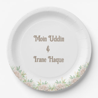 Elegant Floral Islamic Nikah Ceremony Invitation Paper Plate