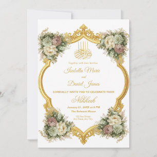 Elegant Floral Islamic Nikkah Wedding Invitation