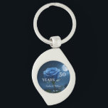 Elegant Floral Keepsake – Romantic Blue Rose Gift Key Ring<br><div class="desc">An elegant acrylic keychain featuring a blue rose anniversary design. Personalise with names and special dates for a thoughtful keepsake. Perfect for couples,  parents,  or friends celebrating their love story.</div>
