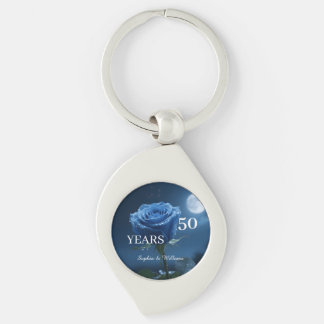 Elegant Floral Keepsake – Romantic Blue Rose Gift Key Ring