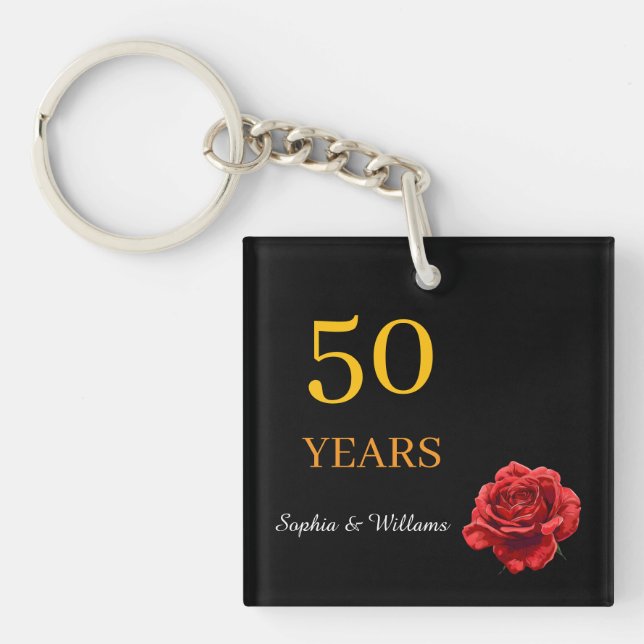 Elegant Floral Keepsake – Romantic Red Rose Gift Key Ring (Front)