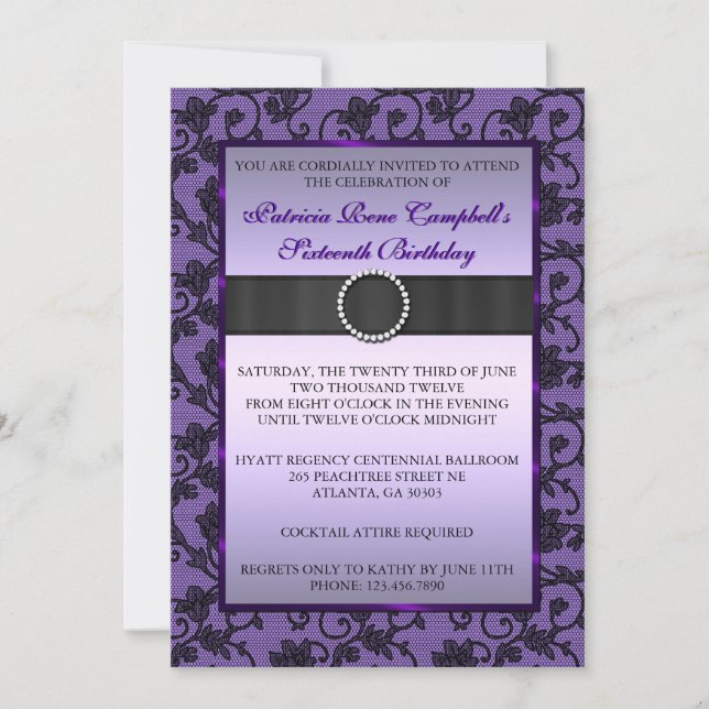 Elegant Floral Lace Invite [Purple] (Front)
