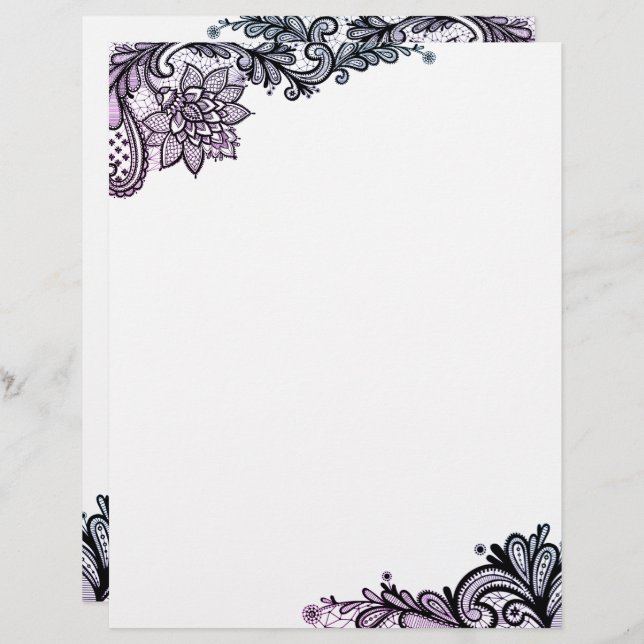 Elegant Floral Lace Letterhead (Front/Back)