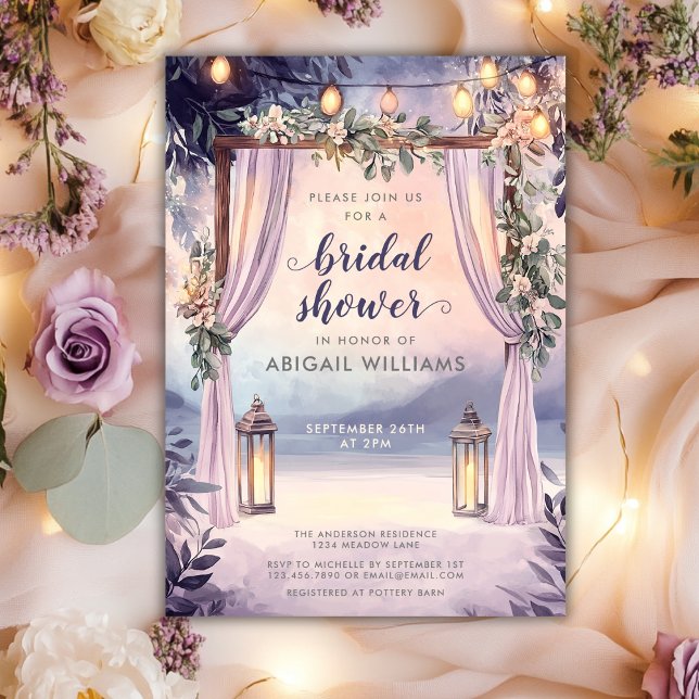 Elegant Floral Lanterns Garden Bridal Shower Invitation (Elegant Floral Lanterns Garden Bridal Shower Invitation)