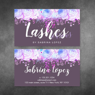 Elegant floral lashes & brows  business card