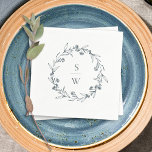 Elegant Floral Laurel Wreath Monogram Wedding Napkin<br><div class="desc">If you need any further customisation please feel free to message me on yellowfebstudio@gmail.com.</div>