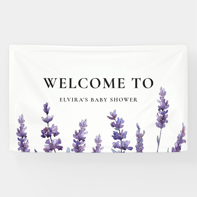 Elegant floral lavender Baby Baby Shower welcome Banner (Horizontal)