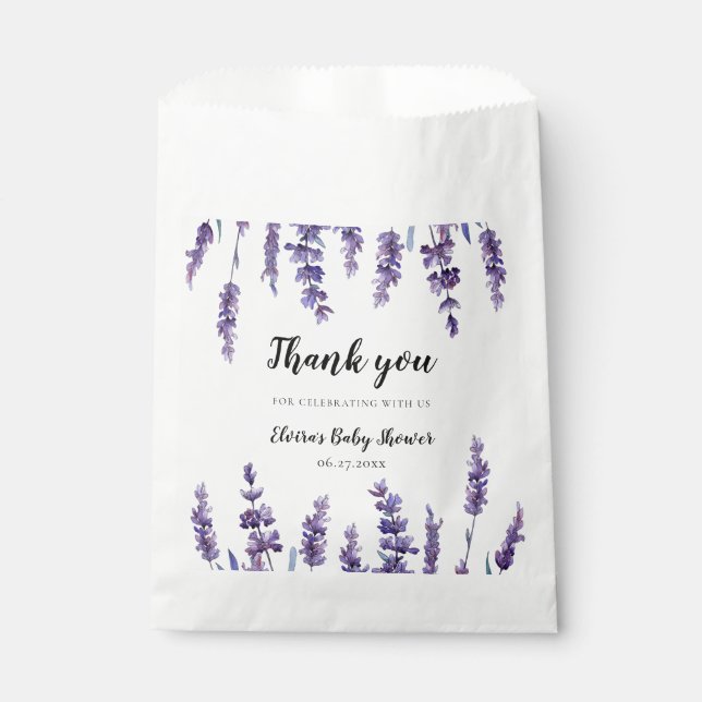 Elegant floral lavender Baby Shower Favour Bags (Front)