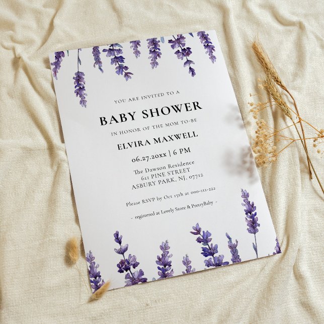 Elegant floral lavender Baby Shower Invitation (Creator Uploaded)