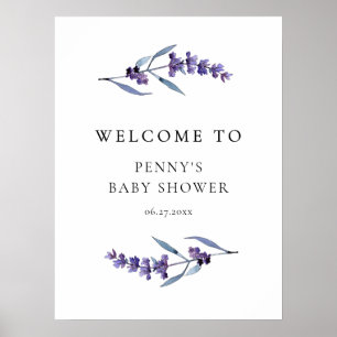 Elegant Floral Lavender Baby Shower Welcome Poster