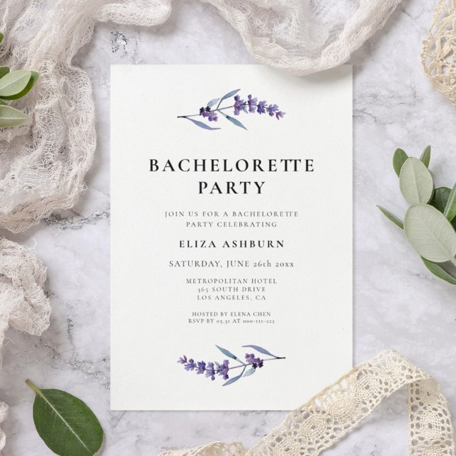Elegant Floral Lavender Bachelorette Party Invitation (Creator Uploaded)