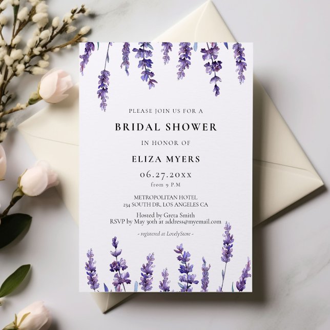Elegant floral lavender Bridal shower invitation (Creator Uploaded)