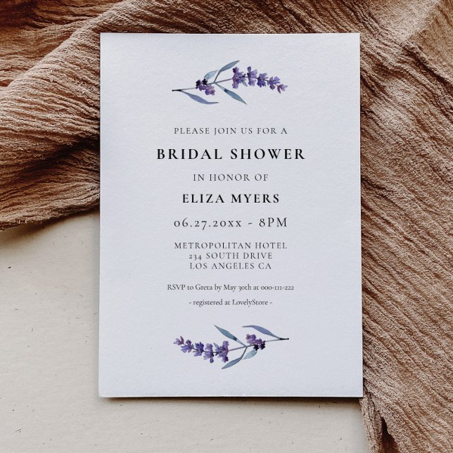 Elegant Floral Lavender Bridal Shower Invitation (Creator Uploaded)