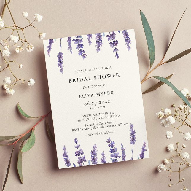 Elegant floral lavender Bridal shower invitation Postcard (Creator Uploaded)