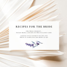 Elegant Floral Lavender Bridal shower Recipe Card