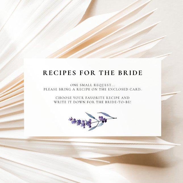Elegant Floral Lavender Bridal shower Recipe Card (Creator Uploaded)