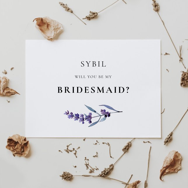 Elegant Floral Lavender Bridesmaid Proposal Card (Creator Uploaded)