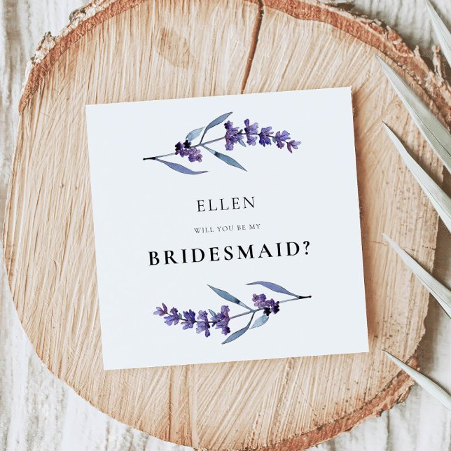 Elegant floral lavender Bridesmaid proposal card (Creator Uploaded)