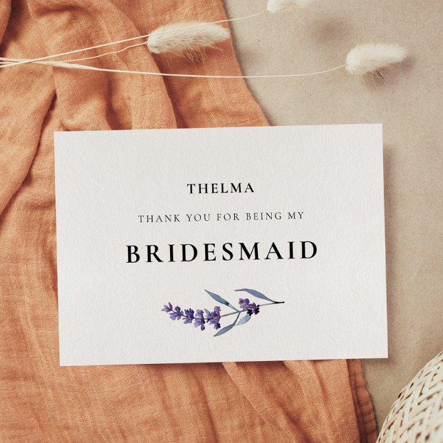 Elegant Floral Lavender Bridesmaid Thank You Card (Creator Uploaded)