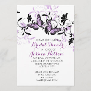 Elegant Floral Lavender Butterfly Bridal Shower Invitation