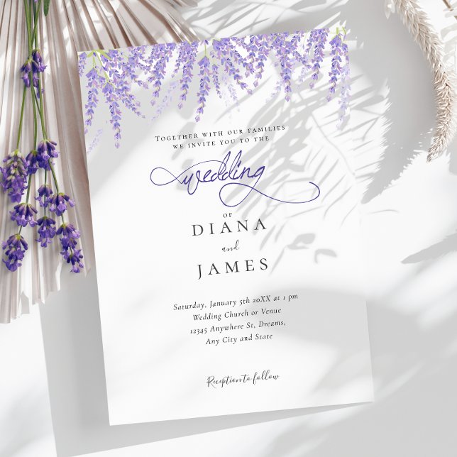 Elegant Floral Lavender Calligraphy Wedding Invitation (Elegant Floral Lavender Calligraphy Wedding Invitation)