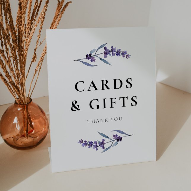 Elegant Floral Lavender Cards and Gifts Pedestal Sign (Creator Uploaded)