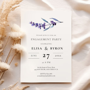Elegant floral lavender engagement party invitation