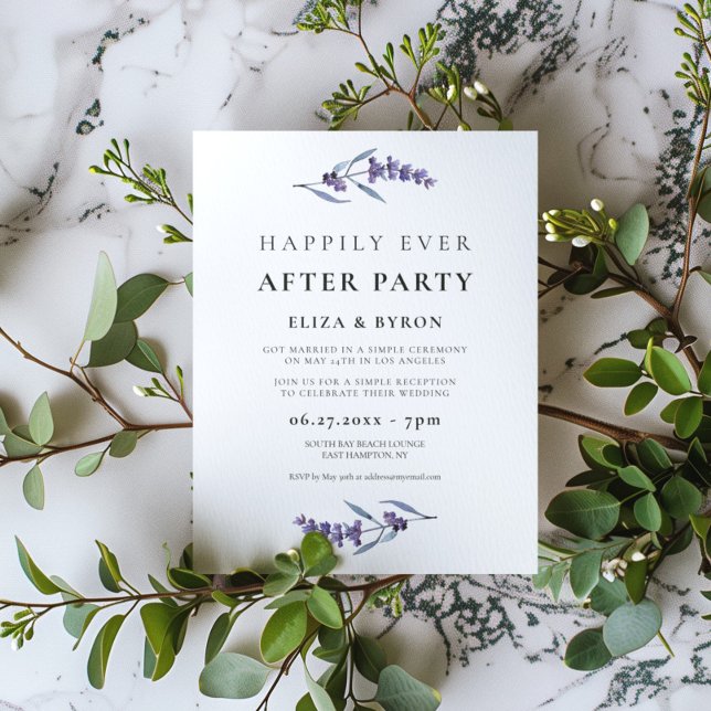 Elegant floral lavender Happily ever after party Invitation (Creator Uploaded)