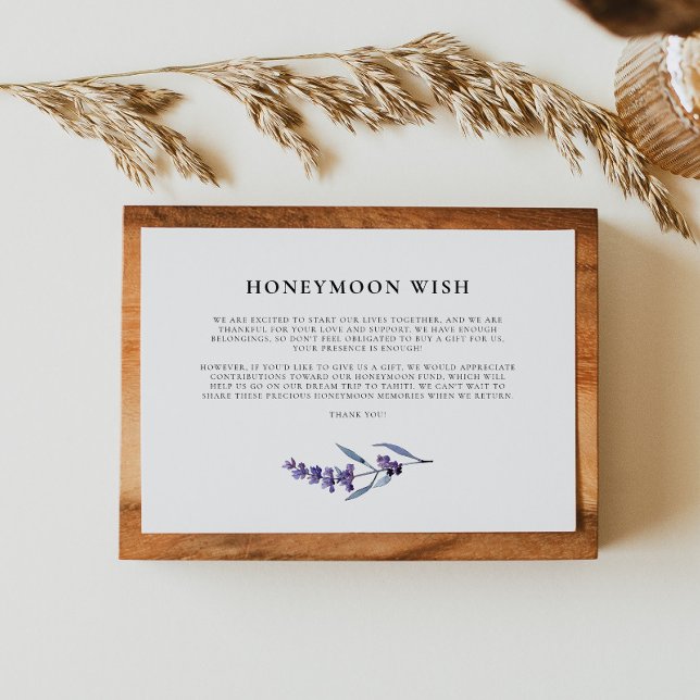 Elegant Floral Lavender Honeymoon Wish Enclosure Card (Creator Uploaded)