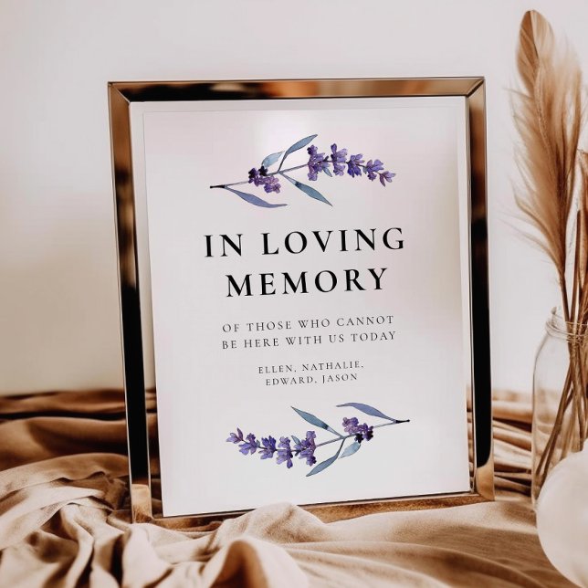 Elegant Floral Lavender In Loving Memory Sign (Creator Uploaded)