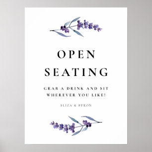 Elegant Floral Lavender Open Seating Wedding Poster