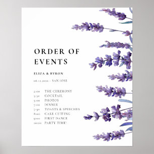 Elegant Floral Lavender Order of Events Poster