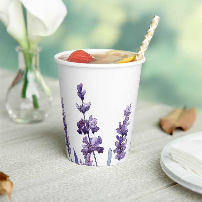 Elegant Floral Lavender Paper Cups (Insitu)