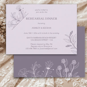 Elegant Floral Lavender Rehearsal Dinner Invitation