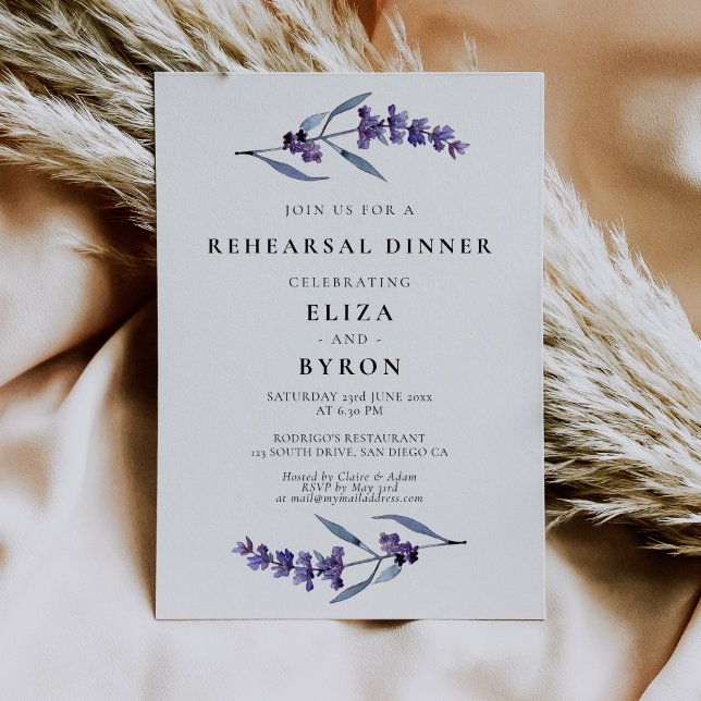 Elegant floral lavender rehearsal dinner invitation (Creator Uploaded)